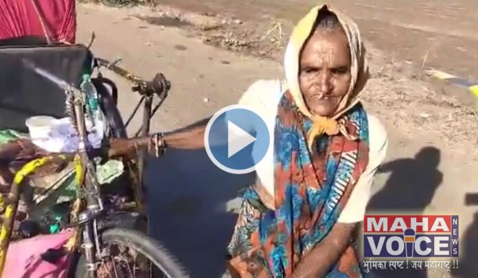 elderly woman traveled by bicycle